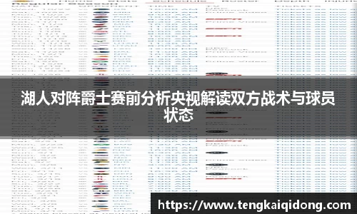 湖人对阵爵士赛前分析央视解读双方战术与球员状态